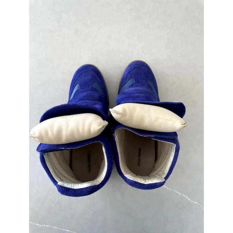 Isabel Marant Tricolor Suede and Leather Bekett Wedge Sneakers