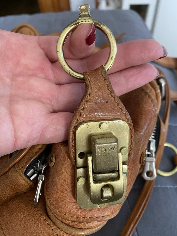 Chloe Paddington Handbag Shoulder Bag Leather Brown Good