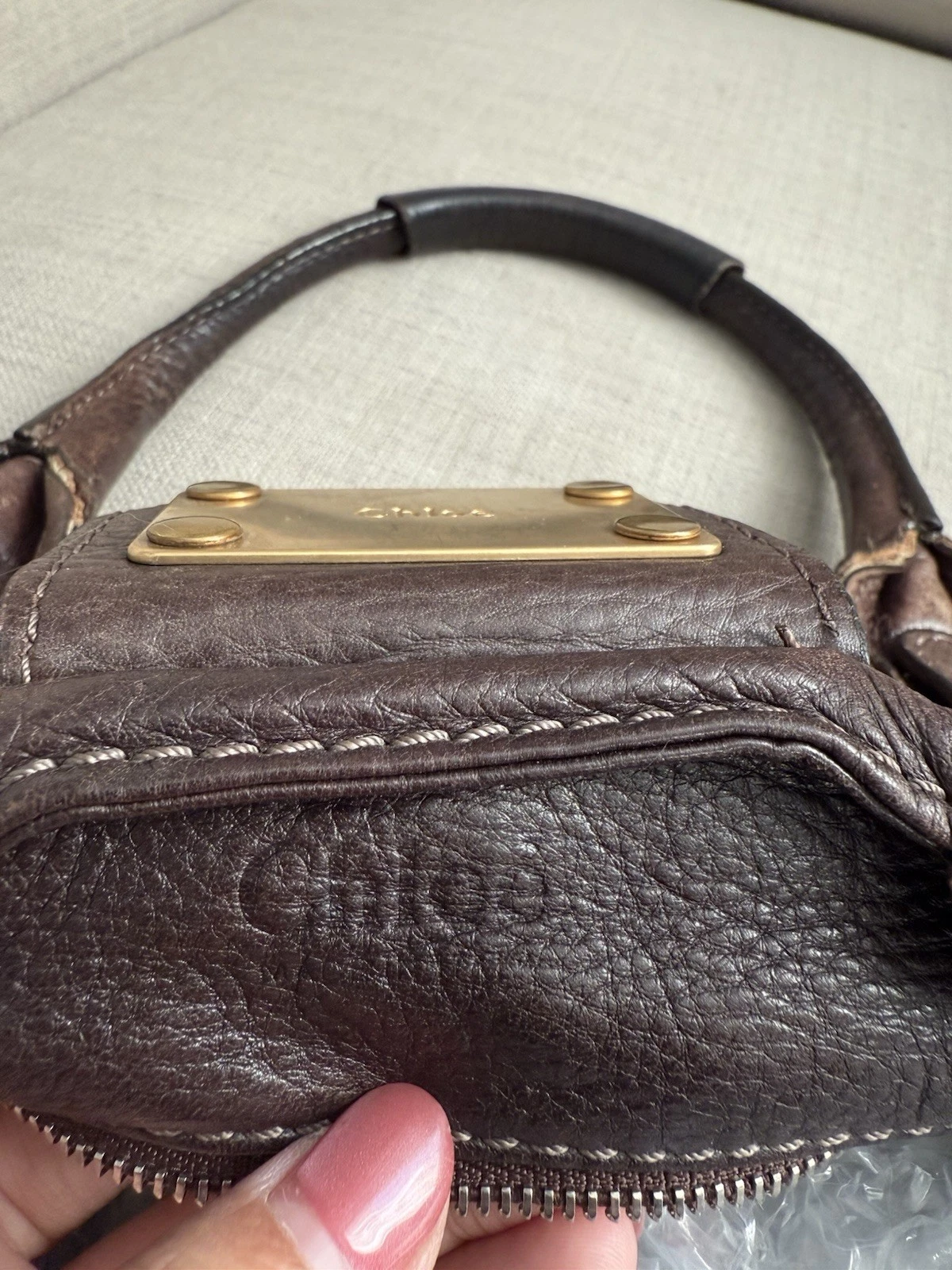 Chloe Paddington Leather Hand Bag Dark Brown Medium Key Vintage