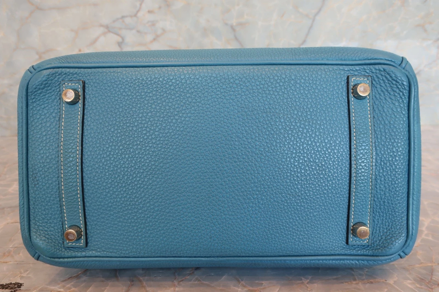 HERMES Birkin 30 Togo Handbag Blue Jean Square G (2003)