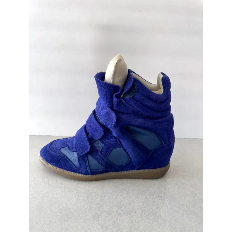 Isabel Marant Tricolor Suede and Leather Bekett Wedge Sneakers