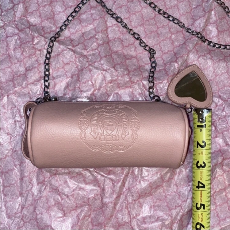 Y2K Juicy Couture Barbie Baby Pink Leather Mini Barrel Bag Tootsie Roll Princess