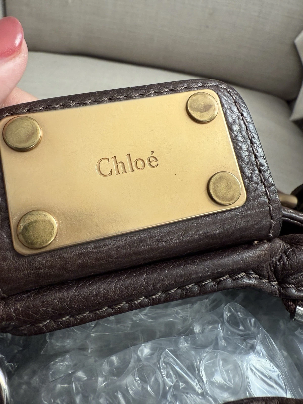 Chloe Paddington Leather Hand Bag Dark Brown Medium Key Vintage