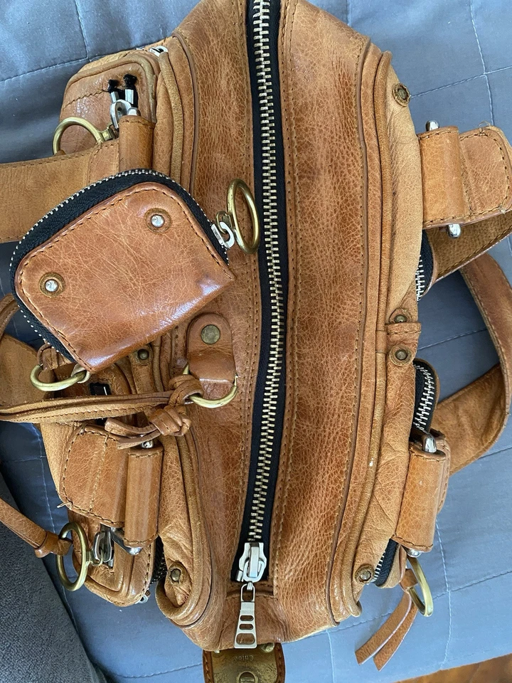 Chloe Paddington Handbag Shoulder Bag Leather Brown Good