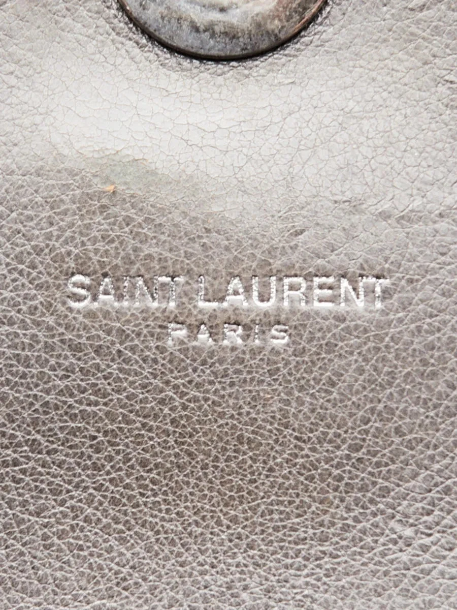 Yves Saint Laurent Grey Chevron Quilted Leather Monogram Large College Bag