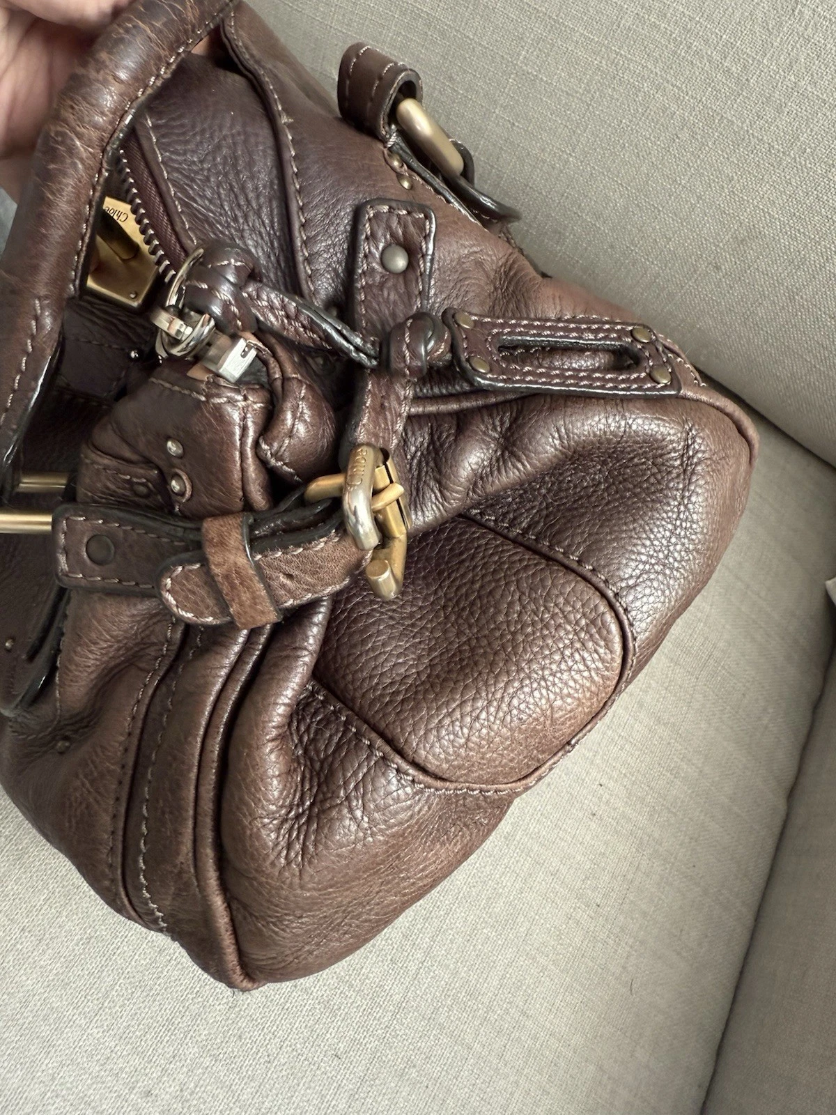 Chloe Paddington Leather Hand Bag Dark Brown Medium Key Vintage