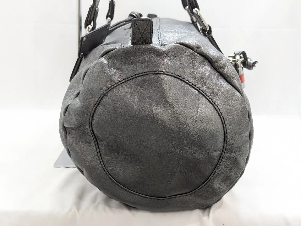 Chloe Paddington Leather Boston Bag Padlock Key Metal Gray Silver Authentic