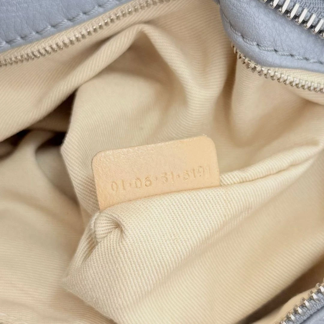 Chloe Paddington Handbag Tote Bag Leather Sky Blue Padlock Key Gold 0924