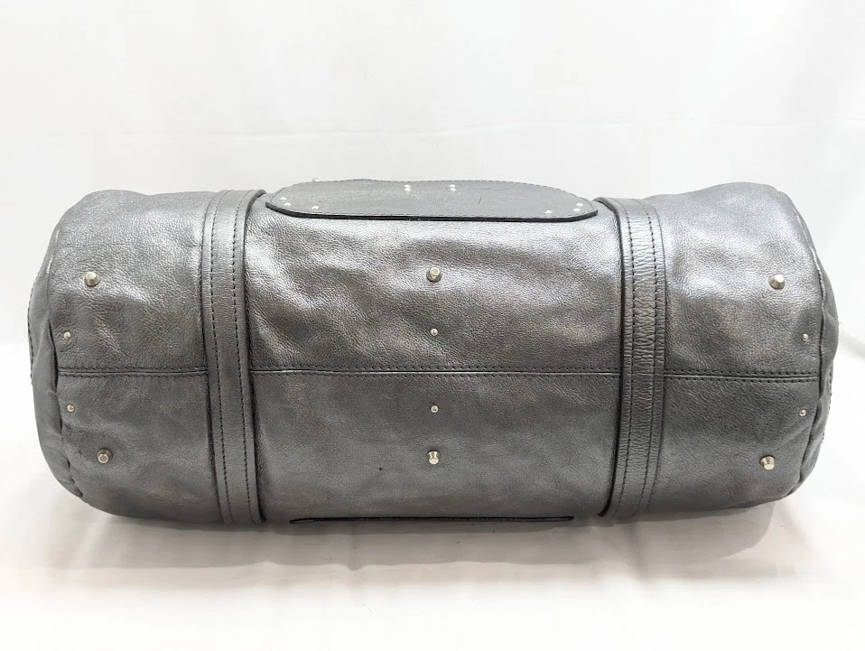 Chloe Paddington Leather Boston Bag Padlock Key Metal Gray Silver Authentic