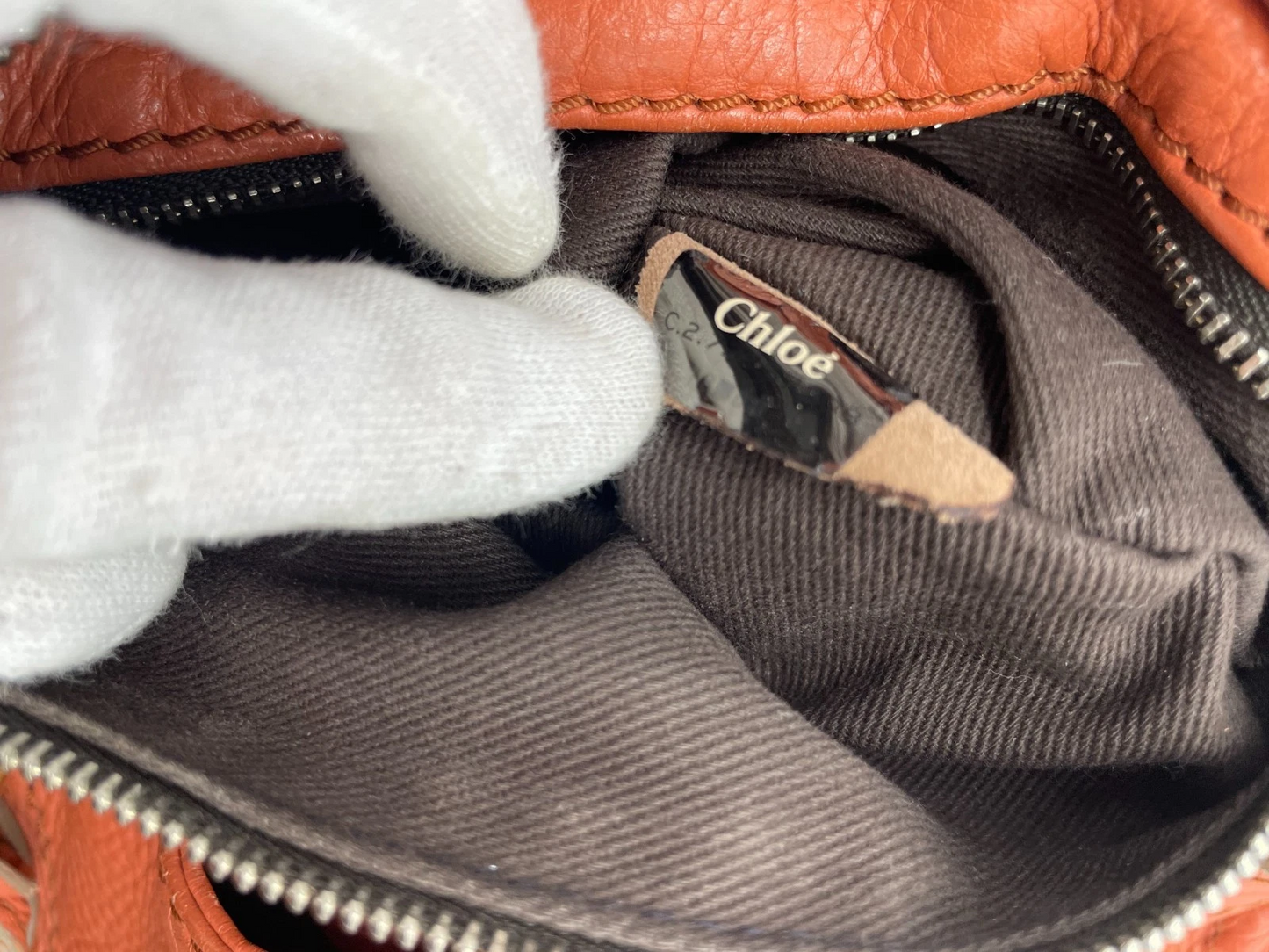 Chloe Paddington Handbag Shoulder Bag Red Orange Padlock Leather Key Auth 1219