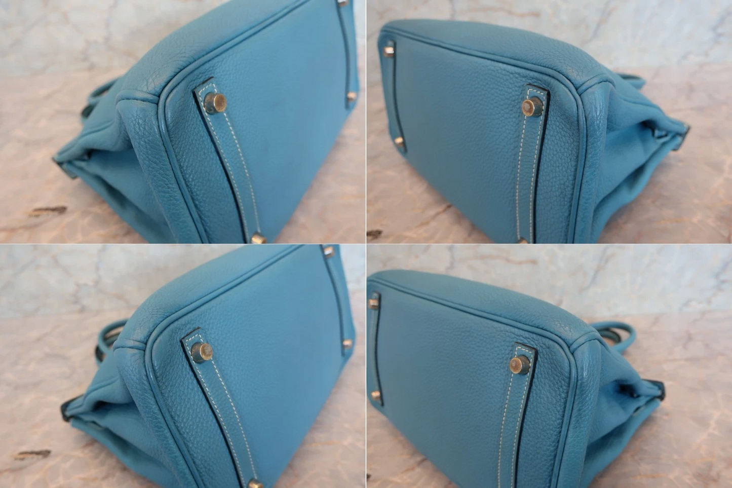 HERMES Birkin 30 Togo Handbag Blue Jean Square G (2003)