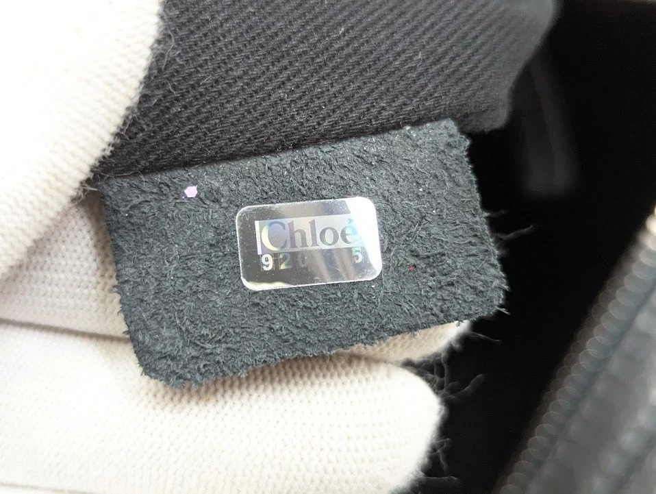 Chloe Paddington Leather Boston Bag Padlock Key Metal Gray Silver Authentic