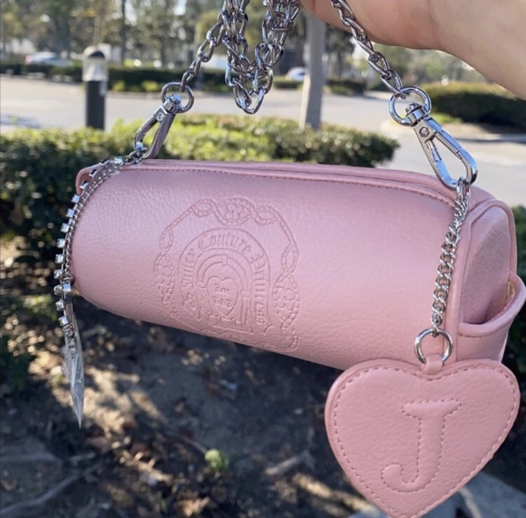 Y2K Juicy Couture Barbie Baby Pink Leather Mini Barrel Bag Tootsie Roll Princess