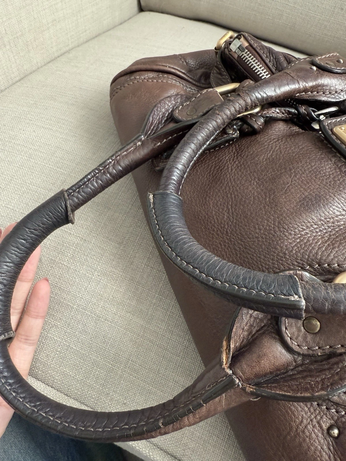 Chloe Paddington Leather Hand Bag Dark Brown Medium Key Vintage