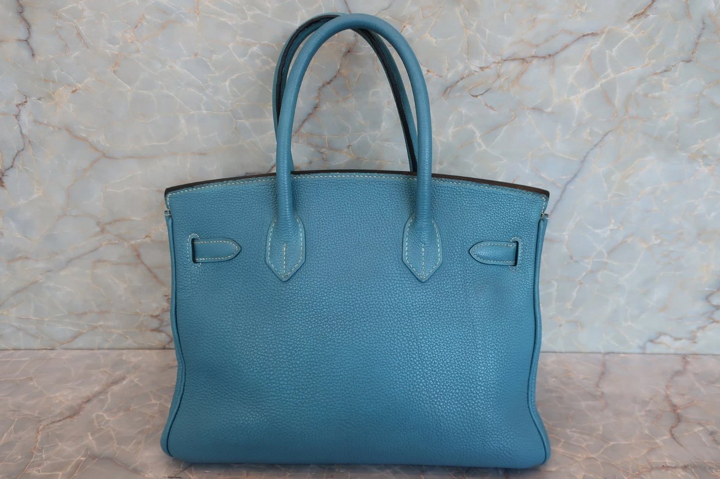 HERMES Birkin 30 Togo Handbag Blue Jean Square G (2003)