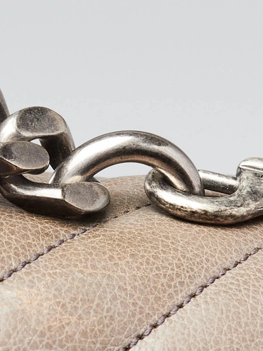 Yves Saint Laurent Grey Chevron Quilted Leather Monogram Large College Bag