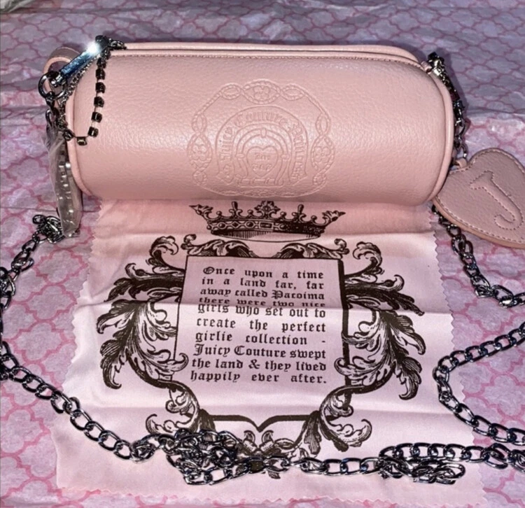 Y2K Juicy Couture Barbie Baby Pink Leather Mini Barrel Bag Tootsie Roll Princess