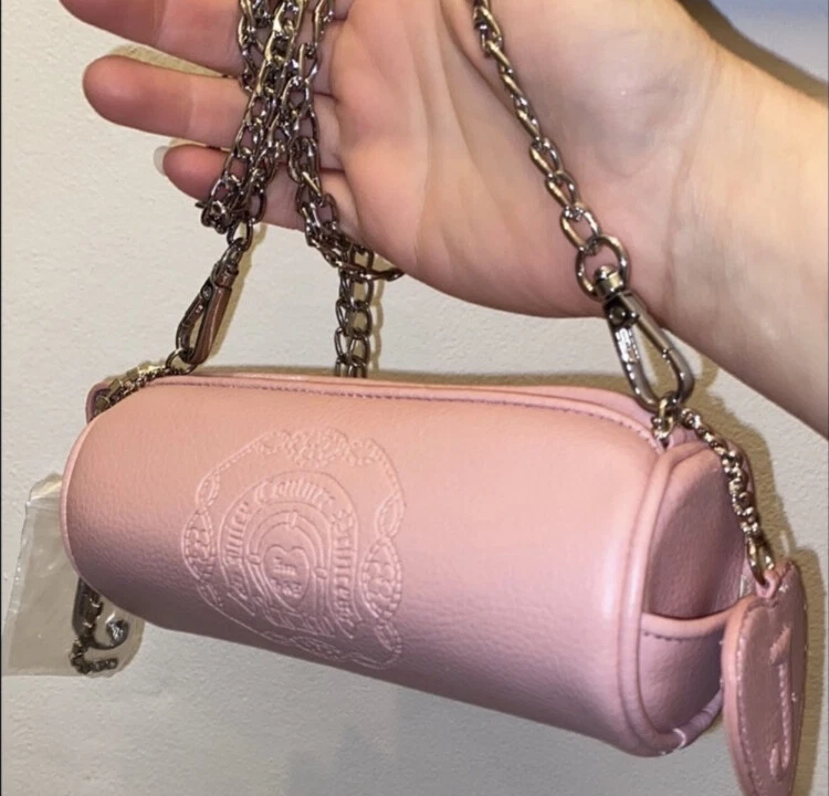 Y2K Juicy Couture Barbie Baby Pink Leather Mini Barrel Bag Tootsie Roll Princess