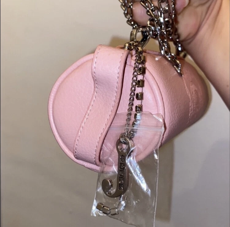 Y2K Juicy Couture Barbie Baby Pink Leather Mini Barrel Bag Tootsie Roll Princess