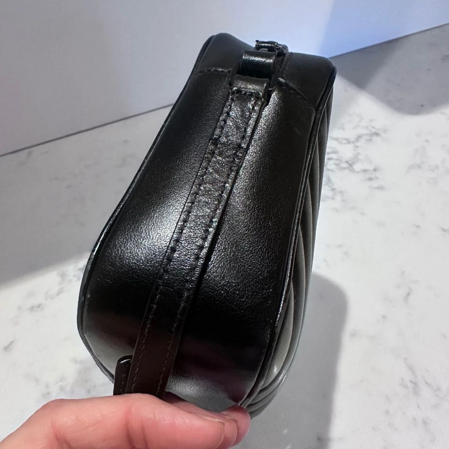 YSL YVES SAINT LAURENT Lou Black on Black Camera Bag w/ Tassle